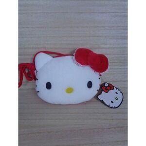 Hello‎ Kitty Face Plush Small Purse Coin Bag Break Away Shoulder Strap Childrens